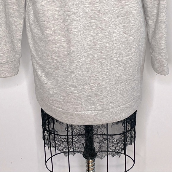 BCBGMAXAZRIA Gray Sweatshirt Dress with Lace Hemline- Size Medium - Picture 10 of 12